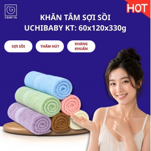 Khăn tắm sợi sồi UCHIBABY; KT: 60x120cm
