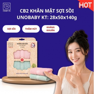 Combo 2 -Khăn mặt sợi sồi UNOBABY/02; KT: 28x50cm Combo 2 -Khăn mặt sợi sồi UNOBABY/02; KT: 28x50cm