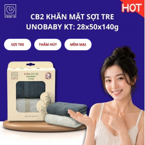 Combo 2- Khăn mặt sợi tre UNOBABY/02; KT 28x50cm