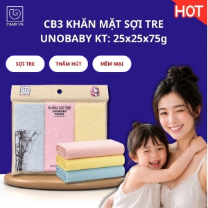 Khăn mặt sợi tre UNOBABY/03; KT: 25x25cm(túi)