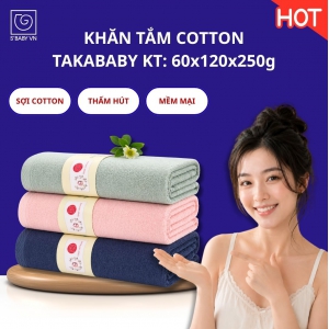 Khăn tắm cotton TAKABABY/001, KT:60x120cm Khăn tắm cotton TAKABABY/001, KT:60x120cm